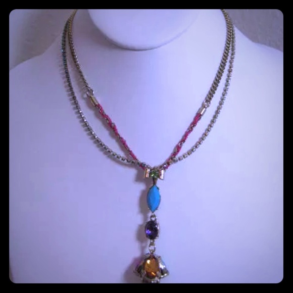 Betsey Johnson Crystal Cluster Pendant Necklace - Picture 1 of 8